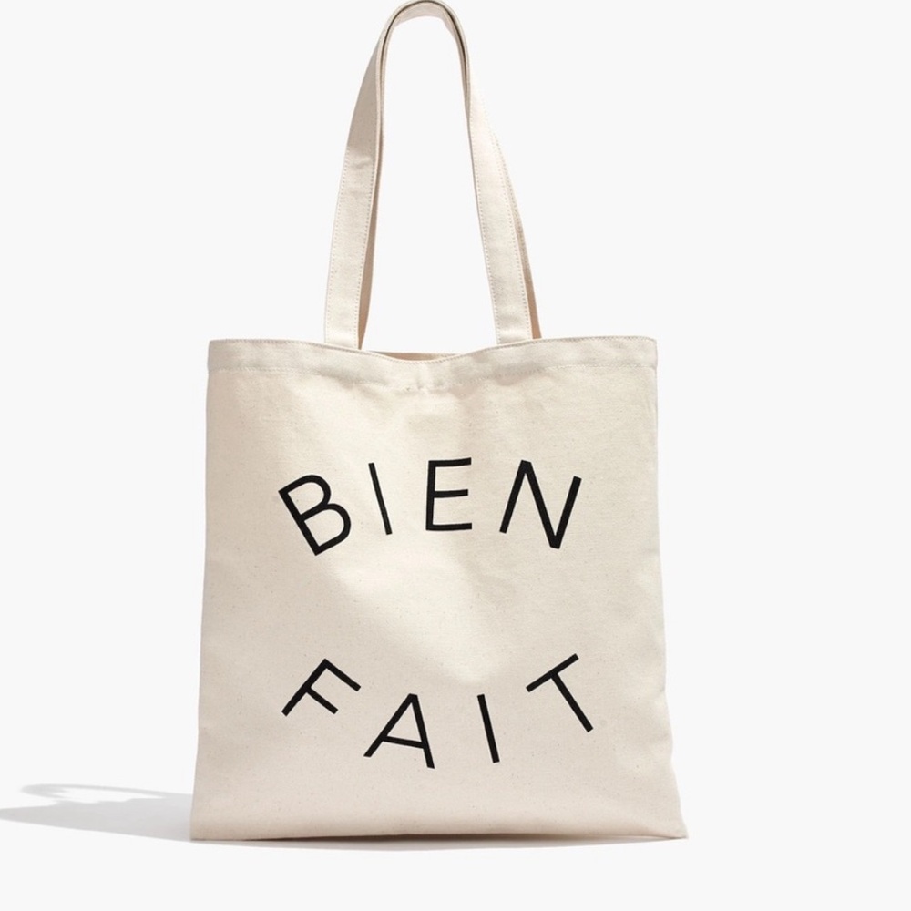 Madewell Tan Canvas Tote Reusable Shopping Bag BIEN FAIT Shopper